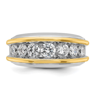 IBGoodman 14K Two-tone Men's Polished 7-Stone 2 Carat AA Quality Diamond Ring