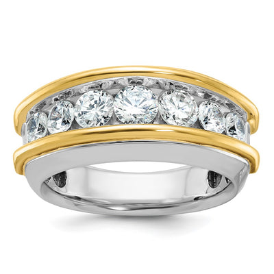 IBGoodman 14K Two-tone Men's Polished 7-Stone 2 Carat AA Quality Diamond Ring
