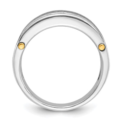 IBGoodman 14K Two-tone Men's Polished Satin and Grooved 7-Stone 1 Carat AA Quality Diamond Ring