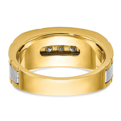 IBGoodman 14K Two-tone Men's Polished and Satin 5-Stone 1/2 Carat AA Quality Diamond Ring