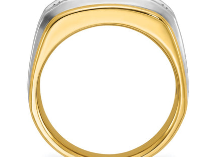 IBGoodman 14K Two-tone Men's Polished Satin and Grooved 5-Stone 1 Carat AA Quality Diamond Ring