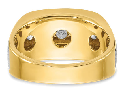 IBGoodman 14K Two-tone Men's Polished Satin and Grooved 5-Stone 1 Carat AA Quality Diamond Ring