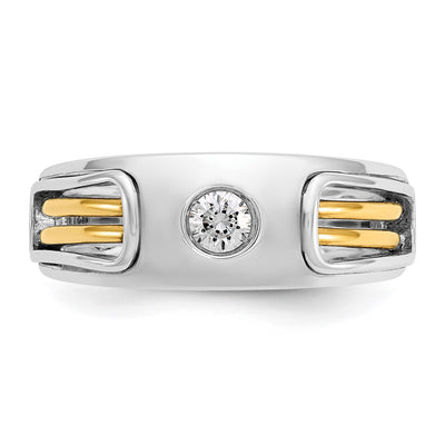 IBGoodman 14K Two-tone Men's Polished and Cut-Out 1/5 Carat AA Quality Diamond Ring