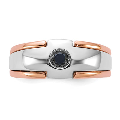 14K Two-tone White/Rose Gold IBGoodman Men's 1/4 carat Black Diamond Complete Ring