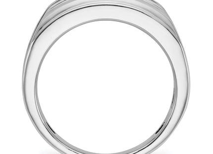 IBGoodman 14k White Gold with Black Rhodium Men's Polished Satin and Grooved 5-Stone 1/2 Carat AA Quality Diamond Ring