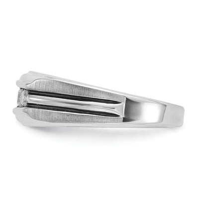 IBGoodman 14K White Gold with Black Rhodium Men's Polished Satin and Grooved 5-Stone 1/2 Carat AA Quality Diamond Ring
