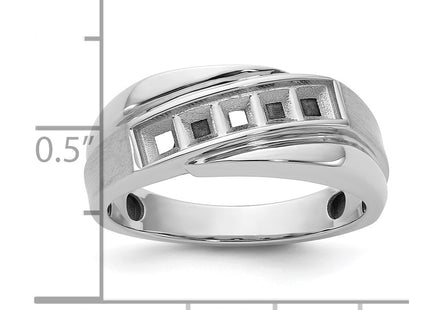 IBGoodman 14K White Gold Polished Satin and Grooved Men's Ring Mounting