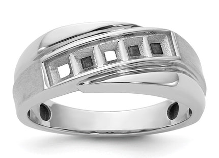 IBGoodman 14K White Gold Polished Satin and Grooved Men's Ring Mounting