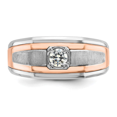 14K Two-tone White/Rose Gold IBGoodman Men's Satin 1/3 carat Diamond Complete Ring