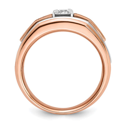 14K Two-tone White/Rose IBGoodman Men's 1/2 carat Black/White Diamond Complete Ring