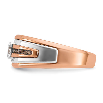 14K Two-tone White/Rose IBGoodman Men's 1/2 carat Black/White Diamond Complete Ring