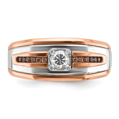 14K Two-tone White/Rose IBGoodman Men's 1/2 carat Black/White Diamond Complete Ring