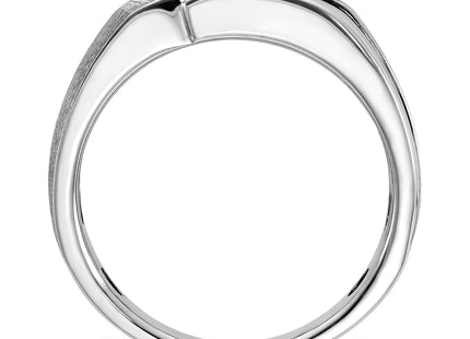 IBGoodman 14k White Gold Polished Satin and Grooved Men's Ring Mounting