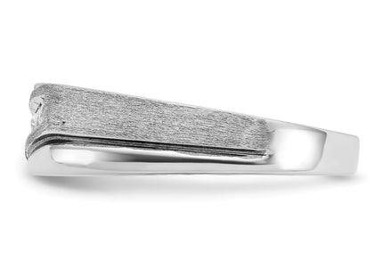 IBGoodman 14k White Gold Polished Satin and Grooved Men's Ring Mounting