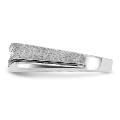 IBGoodman 14K White Gold Polished Satin and Grooved Men's Ring Mounting