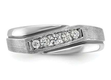 IBGoodman 14k White Gold Polished Satin and Grooved Men's Ring Mounting