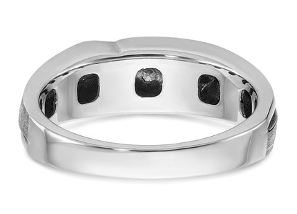IBGoodman 14k White Gold Polished Satin and Grooved Men's Ring Mounting