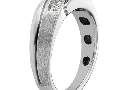 IBGoodman 14k White Gold Polished Satin and Grooved Men's Ring Mounting