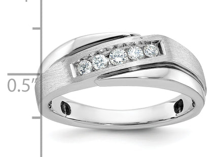 IBGoodman 14k White Gold Polished Satin and Grooved Men's Ring Mounting