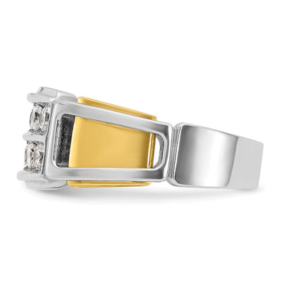 IBGoodman 14K Two-tone Men's Polished and Cut-Out 2-Row 1 Carat AA Quality Diamond Ring