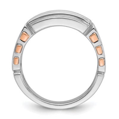 IBGoodman 14K White and Rose Gold Men's Polished and Cut-Out 3-Row 1 1/5 Carat AA Quality Diamond Ring