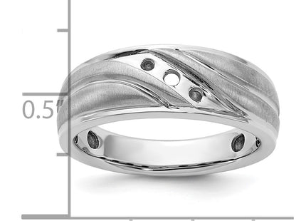 IBGoodman 14K White Gold Polished and Grooved Men's Ring Mounting