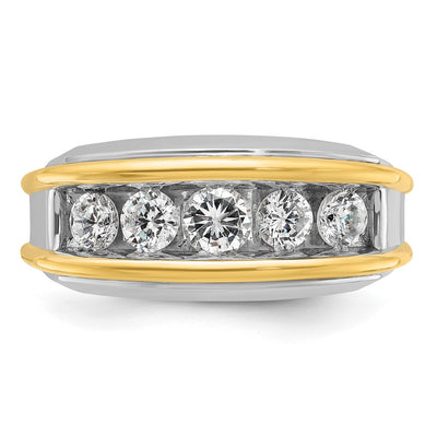 IBGoodman 14K Two-tone Men's Polished 5-Stone 1 1/5 Carat AA Quality Diamond Ring