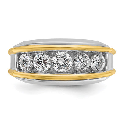 IBGoodman 14K Two-tone Men's Polished 5-Stone 2 Carat AA Quality Diamond Ring