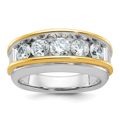 IBGoodman 14K Two-tone Men's Polished 5-Stone 2 Carat AA Quality Diamond Ring