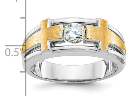 14k Two-tone IBGoodman Men's Polished Satin & Cut-Out Cross Ring Mtg