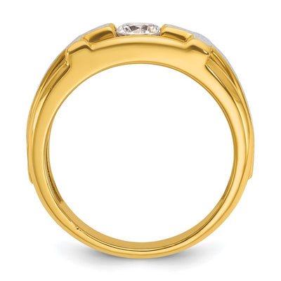 IBGoodman 14K Two-tone Men's Polished Satin and Cut-Out 1/2 Carat AA Quality Diamond Cross Ring