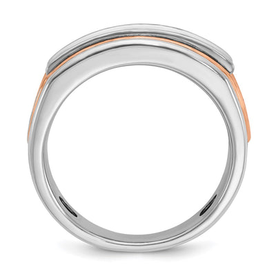 IBGoodman 14K Rose and White Gold Men's Polished Cut-Out 5-Stone 1 Carat AA Quality Diamond Ring