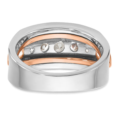 IBGoodman 14K Rose and White Gold Men's Polished Cut-Out 5-Stone 1 Carat AA Quality Diamond Ring