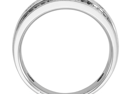 IBGoodman 14k White Gold Men's Polished and Grooved Square 5-Stone Ring Mounting