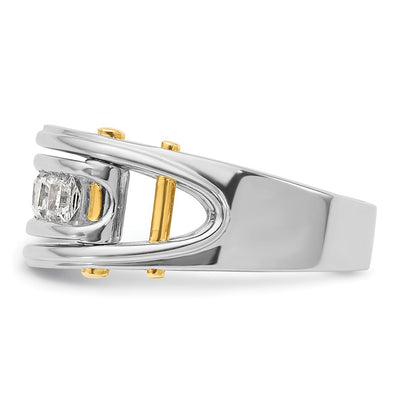 IBGoodman 14K Two-tone Men's Polished and Cut-Out 5-Stone 1 Carat AA Quality Square Diamond Ring