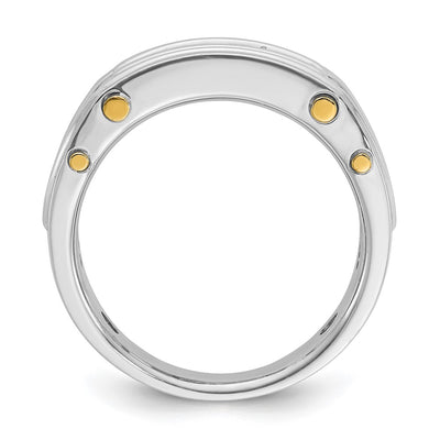IBGoodman 14K Two-tone Men's Polished Grooved and Cut-Out 5-Stone 1/2 Carat AA Quality Diamond Ring