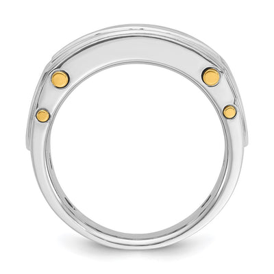 IBGoodman 14K Two-tone Men's Polished Grooved and Cut-Out 5-Stone 1 Carat AA Quality Diamond Ring