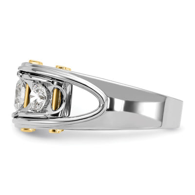 IBGoodman 14K Two-tone Men's Polished 3-Stone 1 Carat AA Quality Diamond Ring