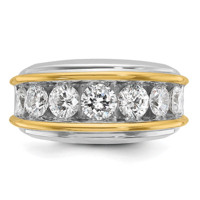 IBGoodman 14K Two-tone Men's Polished 7-Stone 3 Carat AA Quality Diamond Ring