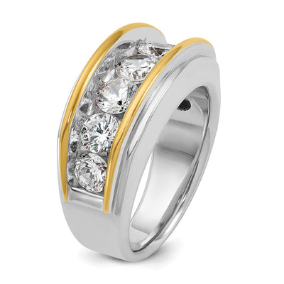 IBGoodman 14K Two-tone Men's Polished 7-Stone 3 Carat AA Quality Diamond Ring