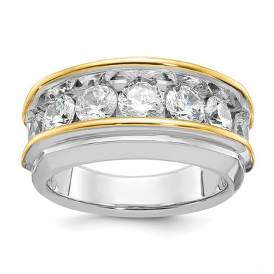 IBGoodman 14K Two-tone Men's Polished 7-Stone 3 Carat AA Quality Diamond Ring