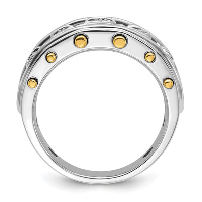 IBGoodman 14K Two-tone Men's Polished and Cut-Out 5-Stone 1 Carat AA Quality Diamond Ring