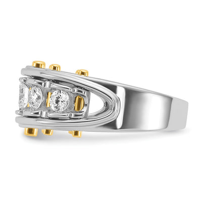 IBGoodman 14K Two-tone Men's Polished and Cut-Out 5-Stone 1 Carat AA Quality Diamond Ring