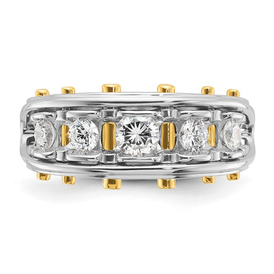 IBGoodman 14K Two-tone Men's Polished and Cut-Out 5-Stone 1 Carat AA Quality Diamond Ring