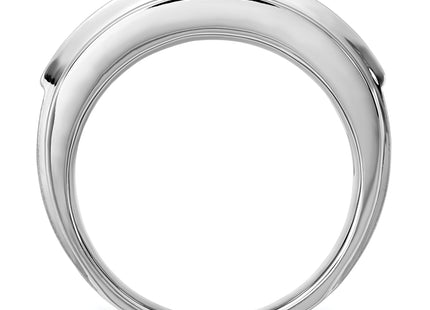 IBGoodman 14k White Gold Five Stone Polished Brushed and Grooved Men's Ring Mounting