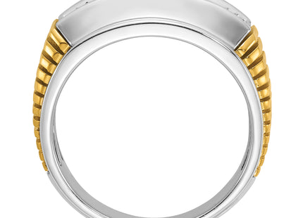 IBGoodman 14k Two-tone Men's Polished and Textured 5-Stone 1 Carat AA Quality Diamond Ring