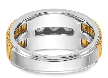 IBGoodman 14k Two-tone Men's Polished and Textured 5-Stone 1 Carat AA Quality Diamond Ring
