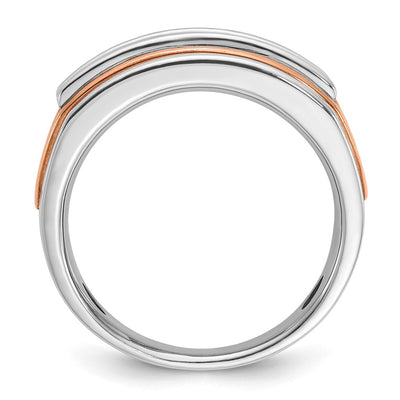 IBGoodman 14K White and Rose Gold Men's Polished and Cut-Out 5-Stone 1 1/5 Carat AA Quality Diamond Ring