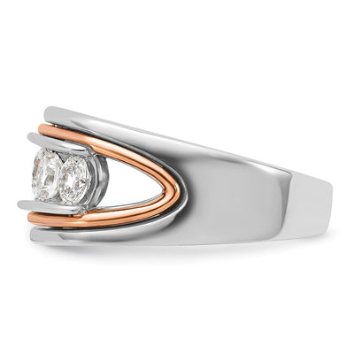 IBGoodman 14K White and Rose Gold Men's Polished and Cut-Out 5-Stone 1 1/5 Carat AA Quality Diamond Ring