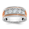IBGoodman 14k White and Rose Gold Men's Polished and Cut-Out 5-Stone 1 1/5 Carat AA Quality Diamond Ring